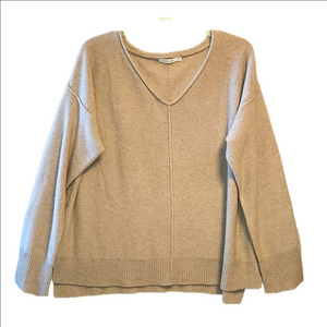 Unsubscribed bluch pinkish beige cashmere V-neck sweater sz M oversized